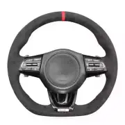 Black Alcantara Dark Gray Steering Wheel Cover Holster for Kia Stinger 2017-2022