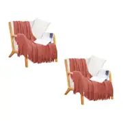 SOGA 2X Red Diamond Knitted Throw Blankets