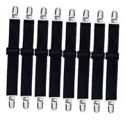8 Pack Adjustable Sheet Clips, Bed Sheet Holder Straps Bed Fitted Sheet Black