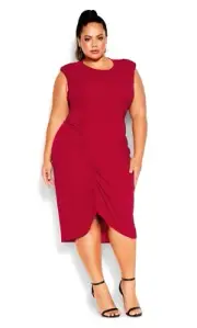 City Chic XL 22 NWT RRP $119.95 Dress Side Split Crimson