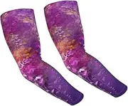 [FHEDVBN] Abstract Purple Weeping Flower Arm Sleeves Compression Arm Covers for Men Women Outdoor Sun Sleeves Cooling Sports Sleeve, Black