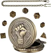 Metal Dice Case - Gear Engraved Pocket Watch - Role Playing Board Games Accessory, Vintage Pocket Watch Accessories For RPG
