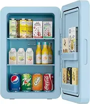 ADVWIN Mini Fridge, 22L Portable Mini Refrigerator Personal Small Fridge Cooler, 12V Compact Car Refrigerator, for Bedroom Home Office and Travel, Blue