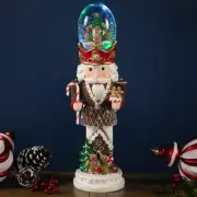 LED Lighted Gingerbread Nutcracker Musical Christmas Snow Globe - 17.5"