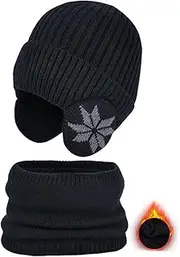 [LGQY] 2024 Winter Beanie Hat Scarf Sets Warm Knit Hat,Integrated Ear Protection Windproof Cap Scarf For Kids Unisex