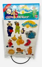 VTG TELETUBBIES Glitter Puffy Stickers - Dipsy Tinky-Winky Po Laa-Laa Sun Baby