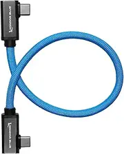 [KONDOR BLUE] Dual Right Angle 12" USB-C Braided Cable for 8K Data and Power Delivery | 20 Gb/s Transfer Speed, USB PD 100W Charging, & Thunderbolt 3 Compatible | Blue
