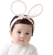 [Smartown] 2-Pack Easter Bunny Headbands Rabbit Ears Lace Elastic Bow - Stretch Headband for Baby Girls - Cute Bunny Ear Hairbands for Newborn,Toddler and Children (2 Colors)