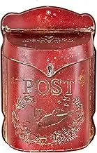 Creative Co-Op Red Embossed Tin Post Letter Box