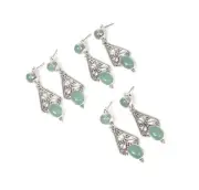 Wholesale 925 3PR Solid Sterling Silver Aqua Chalcedony Stud Earring Lot F118