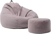 Viviendo Bean Bag Chair Cover (No Filler) for Kids and Adults, Stuffable Storage Bag with Zipper, Soft Round Extra Large Bean Bag Chair Lazy Lounger Floor Sofa Grey