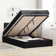 vidaXL Ottoman Bed with Mattress & LEDs Black King Single Fabric