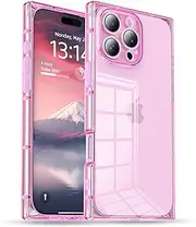 IAIYOXI Rectangle Case Compatible for iPhone 13 Pro Max, 6.7-inch, Full Camera Protection with TPU Cushion, Slim Clear Silicone Shockproof Case for Women Girls, Cover for iPhone 13 Pro Max, Pink