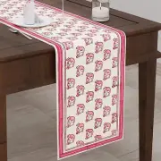 Printed Cotton Table Runner for Center Dining Table 13 x 72 In Pink CAR