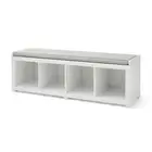 Entryway Storage Bench 4 Cubes Shelves Cushion Shoes Backpacks White Organizer