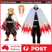 Anime Demon Slayer Kimetsu no Yaiba Rengoku Kyoujurou Cosplay Costume Wig Outfit