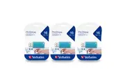 3PK Verbatim Store'n'Go Striped 16GB USB Stick Drive f Laptop PC Caribbean Blue