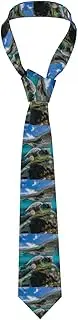 [CADREWY] Lord Howe Island Sea Turtle Print Soft Men Necktie Classic Tie For Weddings And Special Occasions Ties Business, Black
