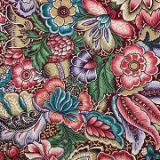 Vintage Bloomcraft Floral Fabric 3 yds Gold Trim Multicolor Flowers Decor Drapes