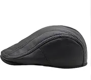 [Sandy Ting] Newsboy Hats for Men Soft Leather Ivy Flat Cap Gatsby Driving Cabbie Hat