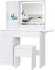 Dressing Table LED Makeup Mirror Stool Set Vanity Desk with Adjustable Lighting