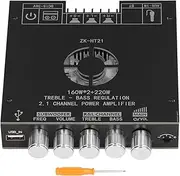 Subwoofer Amplifier Board ZK HT21 100W 2.1 Channel HiFi Power Amplifier with Volume Control and High Safety for Home Theater and Car Audio Systems Aluminum Material