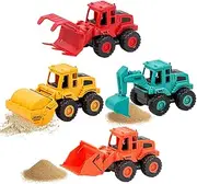 Dhqkqg Set of 4 Construction Vehicles, Digger Toy, Car Toy Car Set, Construction Site Vehicles, Sand Toy, Excavator