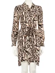 Leopard Silk Shirt Dress