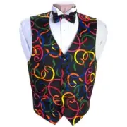 Mardi Gras Serpentine Tuxedo Vest and Bow Tie