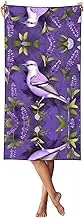 YANYU Bird in Purple Lavender Floral Flowers Print Bathroom Towels Beach Towel Oversized for Adults Quick Dry Lightweight for Summer