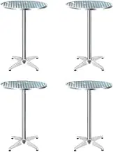 Set of 4 Outdoor Bar Table Aluminium Round 70 110CM Patio Furniture Garden