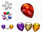 50 Flatback Acrylic Rhinestone Teardrop Gems 18X25mm No Hole