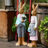 在飛比找樂天市場購物網優惠-戶外庭院可愛情侶兔子大號花園林幼兒園藝裝飾品創意寫實動物擺設