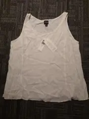 Eileen Fisher White Sleeveless Tank Top Crinkle Rayon Women's Size XL NEW