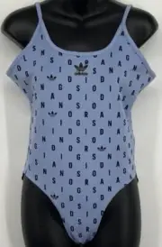 Adidas Womens Originals Bodysuit Chalk Blue Medium NEW Backless Letters Tank Top