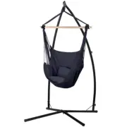 Gardeon Outdoor Hammock Chair with Steel Stand Hanging Swing Pillow Chairs Grey