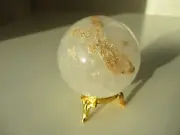 Crystal Clear Quartz 253g 56mm Ball Orb Sphere on Gold Metal Stand BCQ006