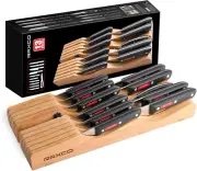 RAXCO Drawer Knife Set,13-Piece Kitchen Knives and Sharpener in Wood Block