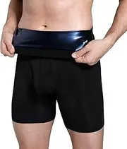[CurcKua] Sauna Shorts for Men, Elastic Polyester Sauna Pants for Men with PU Heat Accumulating Film, High Waist Quick Sweat Compression Shorts for Running, Biking, Gym Suit for