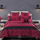 1000TC Premium Red Quilt Cover Black Scroll Floral Duvet Cover Set / Accessories