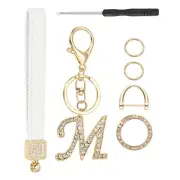 Leather Wristlet Keychain, Chic Letter m Keychains