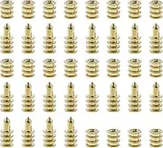 ECSiNG 20PCS Table Bolt Sleeve Connectors Table Leaf Dowel Pins with Sockets Zinc Alloy Table Top Leaf Alignment Pins for Wooden Furniture Cabinet Table Chair