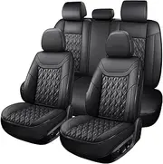 COMFDRIVE Car Seat Covers Full Set, Faux Leather Seat Covers for Cars, Car Seat Protector Waterproof, Non-Slip Car Interior Covers Universal Automotive Seat Covers Fit for Most Cars SUV, Black