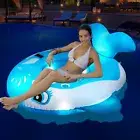 Whale Inflatable Pool Float Chairs with Light Solar Powered Large Animal Pool