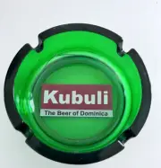 Kubuli Beer Dominica Ashtray Green Heavy NEW Made in France 4.5" diam x 1.25" hi