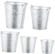 CIYODO 5pcs Do Old Tin Bucket Decorative Flower Bucket Scene Decor Flower Arrangement Container Iron Silver