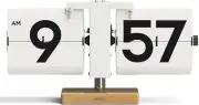 Classic Modern Wood Big Flip Desk Clock (White), Retro Vintage Analog Design Aut