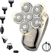 Electric Razor for Bald Men, Bald Head Shavers for Men 5-in-1 Multifunctional 6D Electric Head Shaver Waterproof Recharageable Rotary Shaver Grooming Kit
