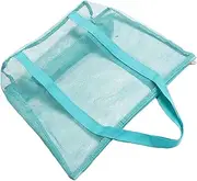 [Ipetboom] Large Capacity Transparent Mesh Tote Bag Durable Beach Organizer with Comfortable Shoulder Strap for Family Vacation Essentials and Shopping