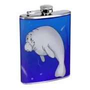 Manatee Em1 Flask 8oz Stainless Steel Hip Drinking Whiskey